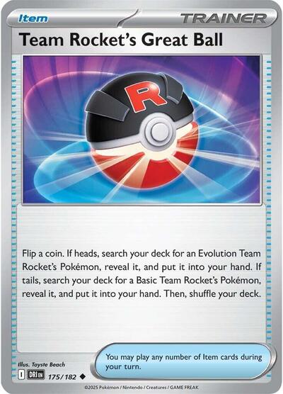 Team Rocket's Great Ball (SV10: Destined Rivals) Near Mint Reverse Holofoil