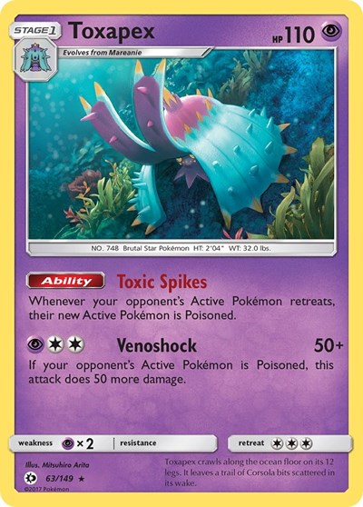 Toxapex (SM Base Set) Near Mint Holofoil