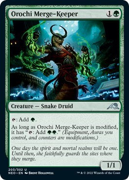 Orochi Merge-Keeper (Kamigawa: Neon Dynasty) Light Play Foil