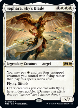 Sephara, Sky's Blade (Magic 2020 Core Set) Light Play