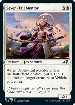Seven-Tail Mentor (Kamigawa: Neon Dynasty) Light Play Foil