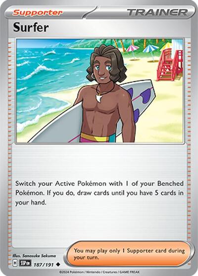 Surfer - 187 (SV08: Surging Sparks) Near Mint Reverse Holofoil