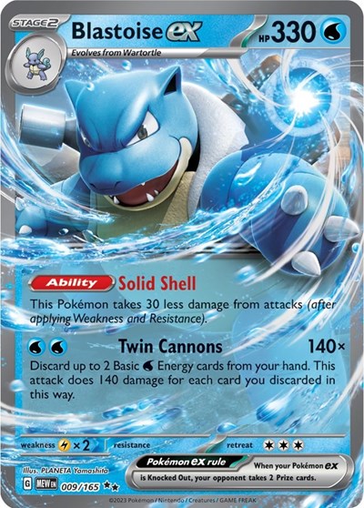 Blastoise ex - 009 (Scarlet and Violet: 151) Near Mint Holofoil