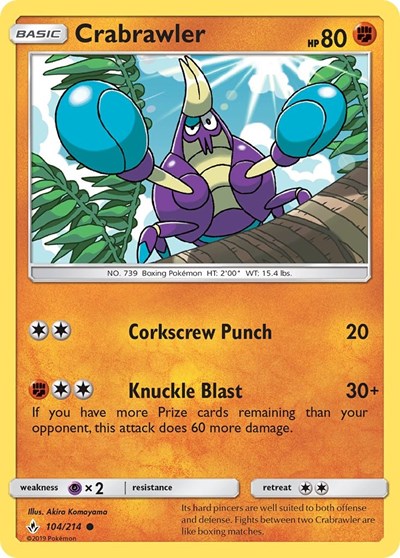 Crabrawler (SM - Unbroken Bonds) Near Mint Reverse Holofoil