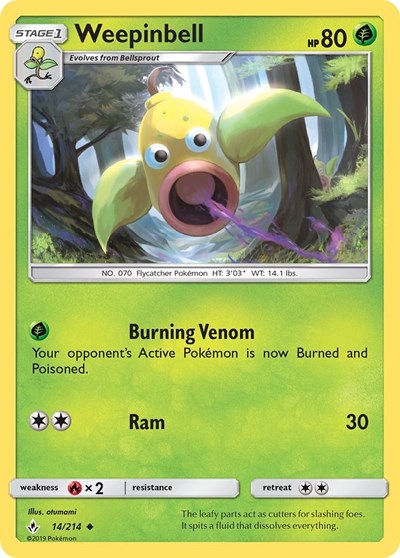 Weepinbell (SM - Unbroken Bonds) Near Mint Reverse Holofoil