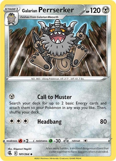 Galarian Perrserker (SWSH08: Fusion Strike) Near Mint