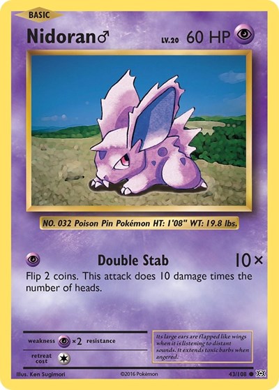 Nidoran M (XY - Evolutions) Light Play Reverse Holofoil