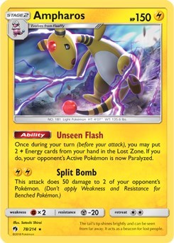 Ampharos - 78/214 (SM Lost Thunder) (Deck Exclusives) Near Mint