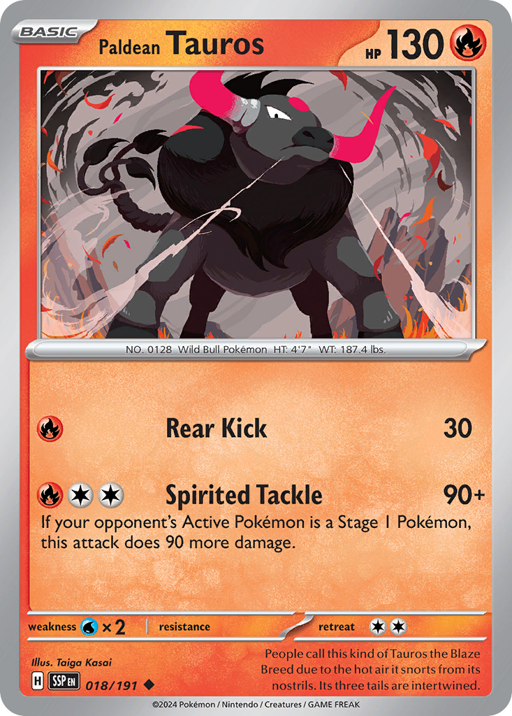 Paldean Tauros - 018 (SV08: Surging Sparks) Near Mint