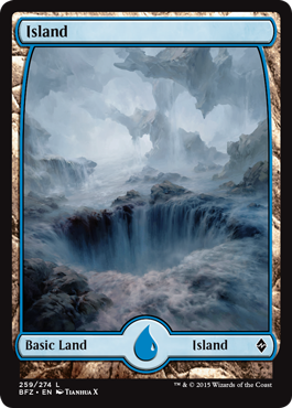 Island (259) (Full Art) (Battle for Zendikar) Light Play Foil