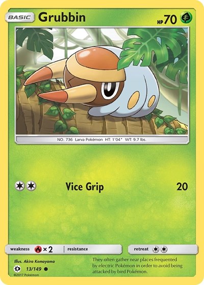 Grubbin (SM Base Set) Near Mint Reverse Holofoil