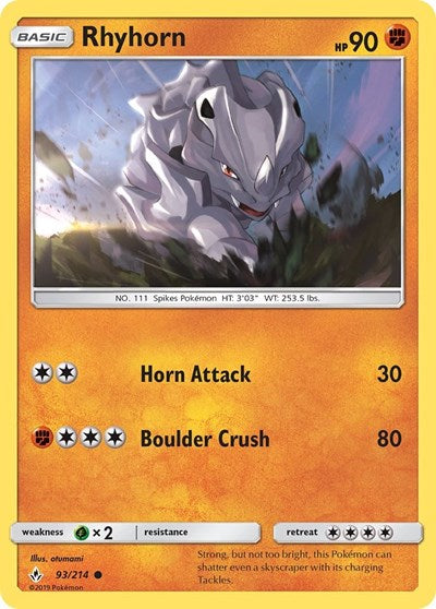 Rhyhorn (93) (SM - Unbroken Bonds) Near Mint Reverse Holofoil