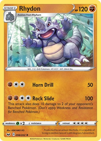 Rhydon (SWSH01: Sword & Shield Base Set) Near Mint Reverse Holofoil