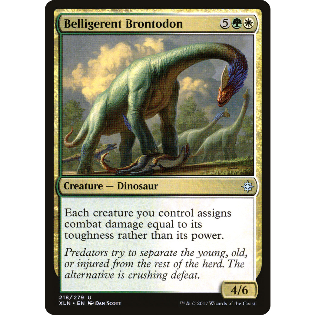 Belligerent Brontodon (Ixalan) Light Play Foil