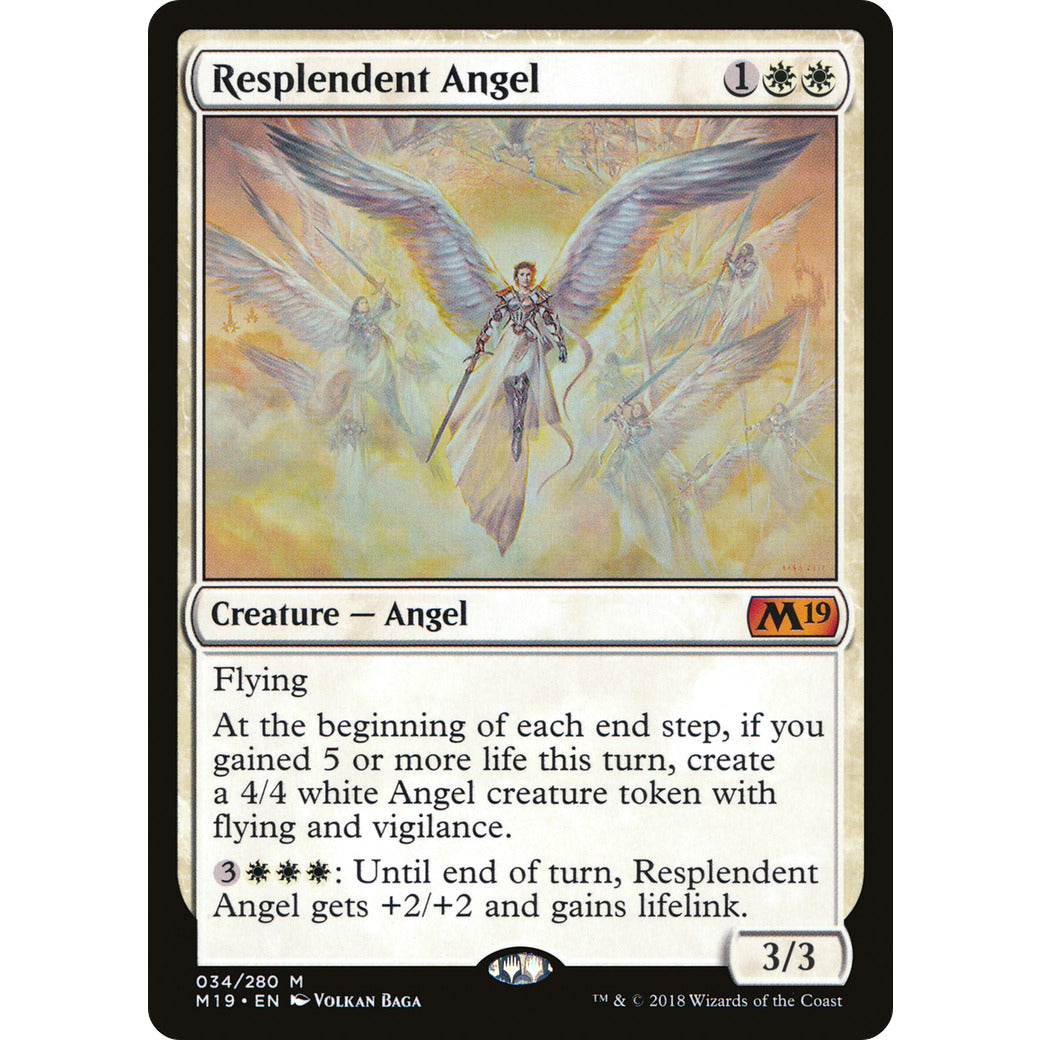 Resplendent Angel (Magic 2019 Core Set) Light Play