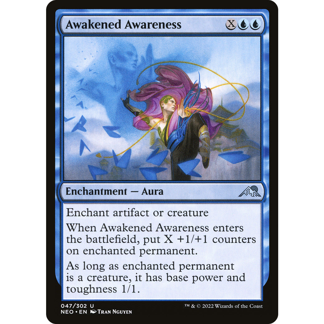 Awakened Awareness (Kamigawa: Neon Dynasty) Light Play Foil