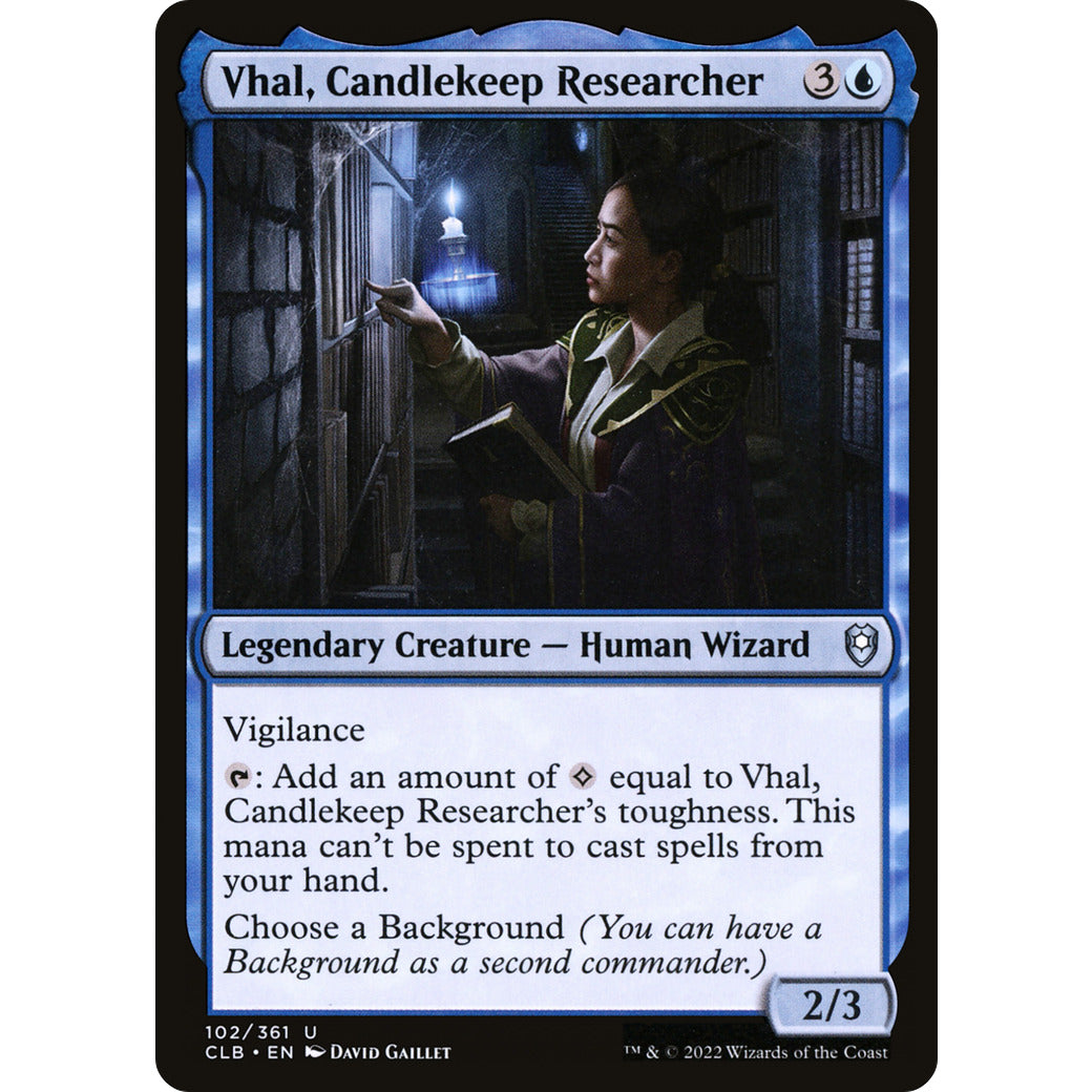 Vhal, Candlekeep Researcher (Etched Foil) (Commander Legends: Battle for Baldur's Gate) Near Mint Foil