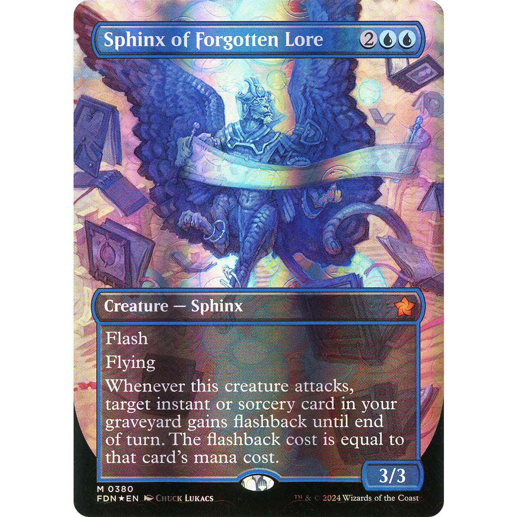 Sphinx of Forgotten Lore (Borderless) (Mana Foil) (Foundations) Near Mint Foil