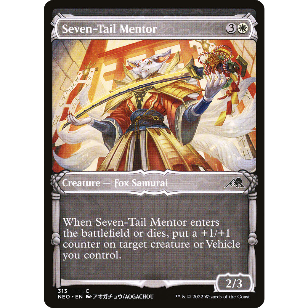 Seven-Tail Mentor (Showcase) (Kamigawa: Neon Dynasty) Light Play Foil