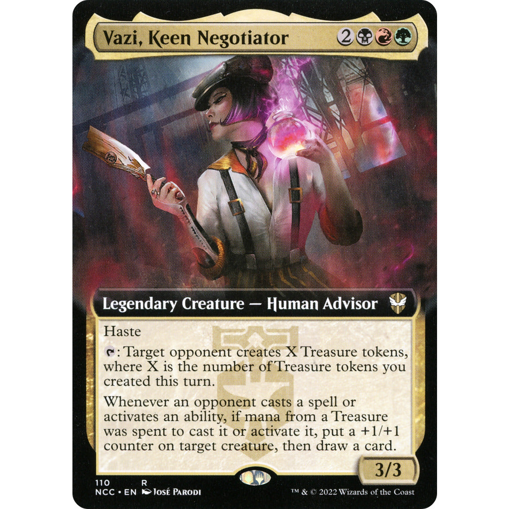 Vazi, Keen Negotiator (Extended Art) (Commander: Streets of New Capenna) Light Play Foil