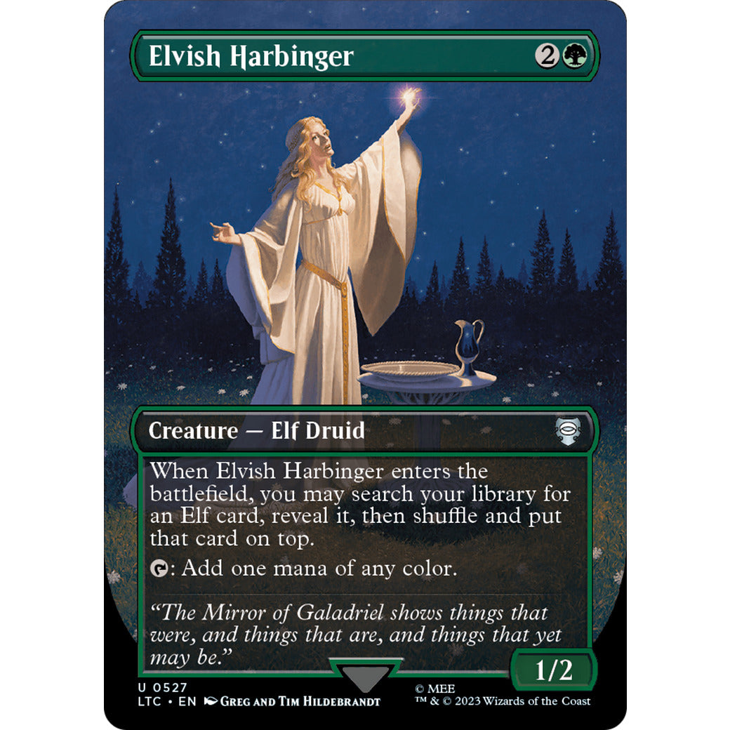 Elvish Harbinger (Borderless) (Commander: The Lord of the Rings: Tales of Middle-earth) Light Play