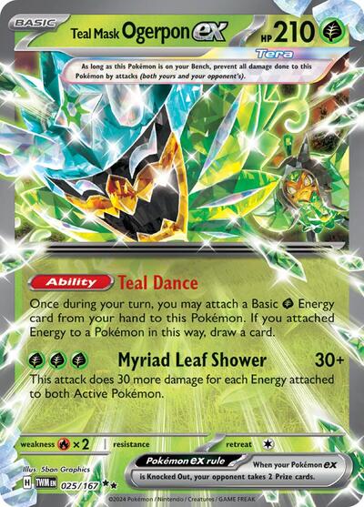 Teal Mask Ogerpon ex - 025 (SV06: Twilight Masquerade) Near Mint Holofoil