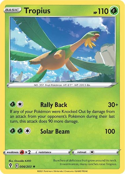 Tropius (SWSH07: Evolving Skies) Near Mint Reverse Holofoil