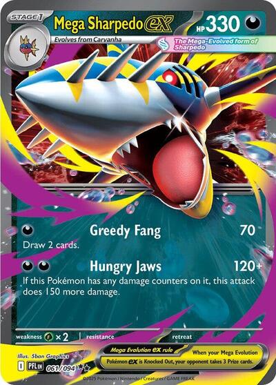 Mega Sharpedo ex - 061 (ME02: Phantasmal Flames) Near Mint Holofoil