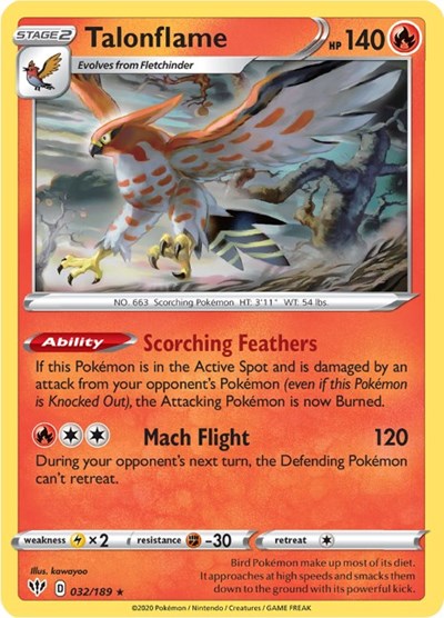 Talonflame (SWSH03: Darkness Ablaze) Near Mint Reverse Holofoil