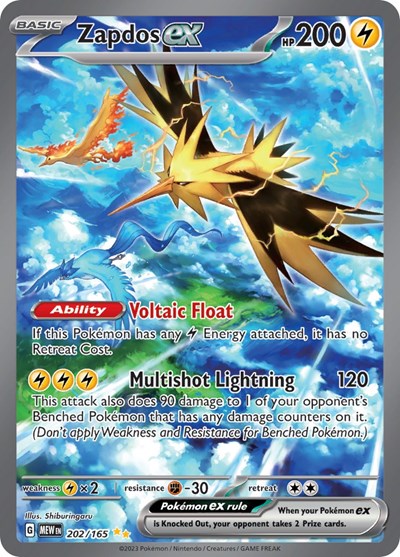 Zapdos ex - 202 (Scarlet and Violet: 151) Near Mint Holofoil
