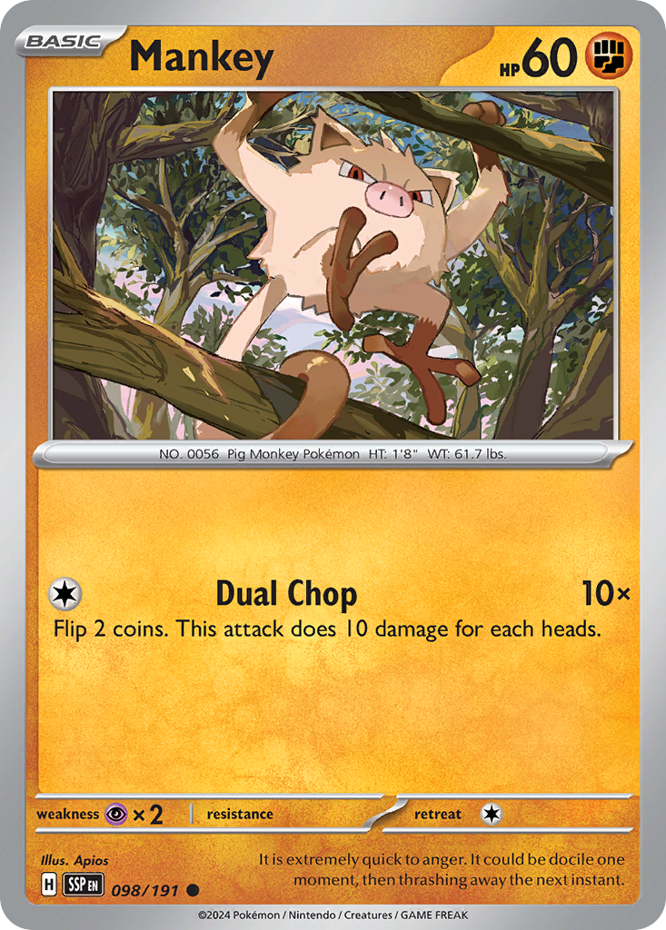 Mankey (SV08: Surging Sparks) Near Mint Reverse Holofoil