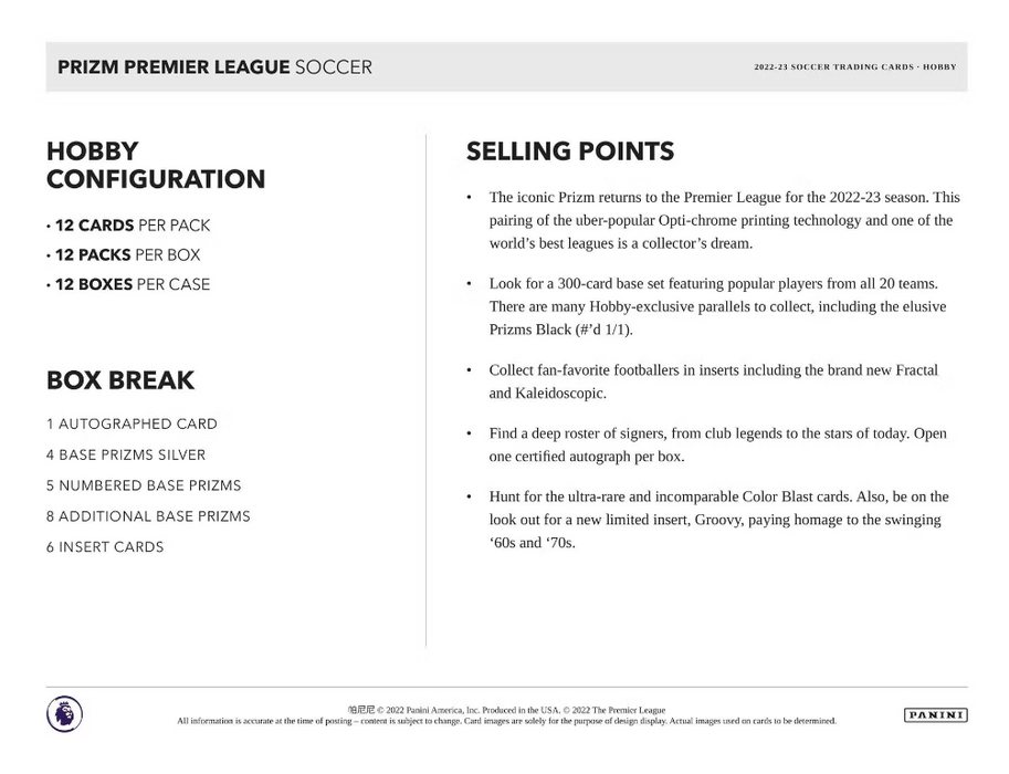 2022/23 Panini Prizm Premier League EPL Soccer Hobby Box