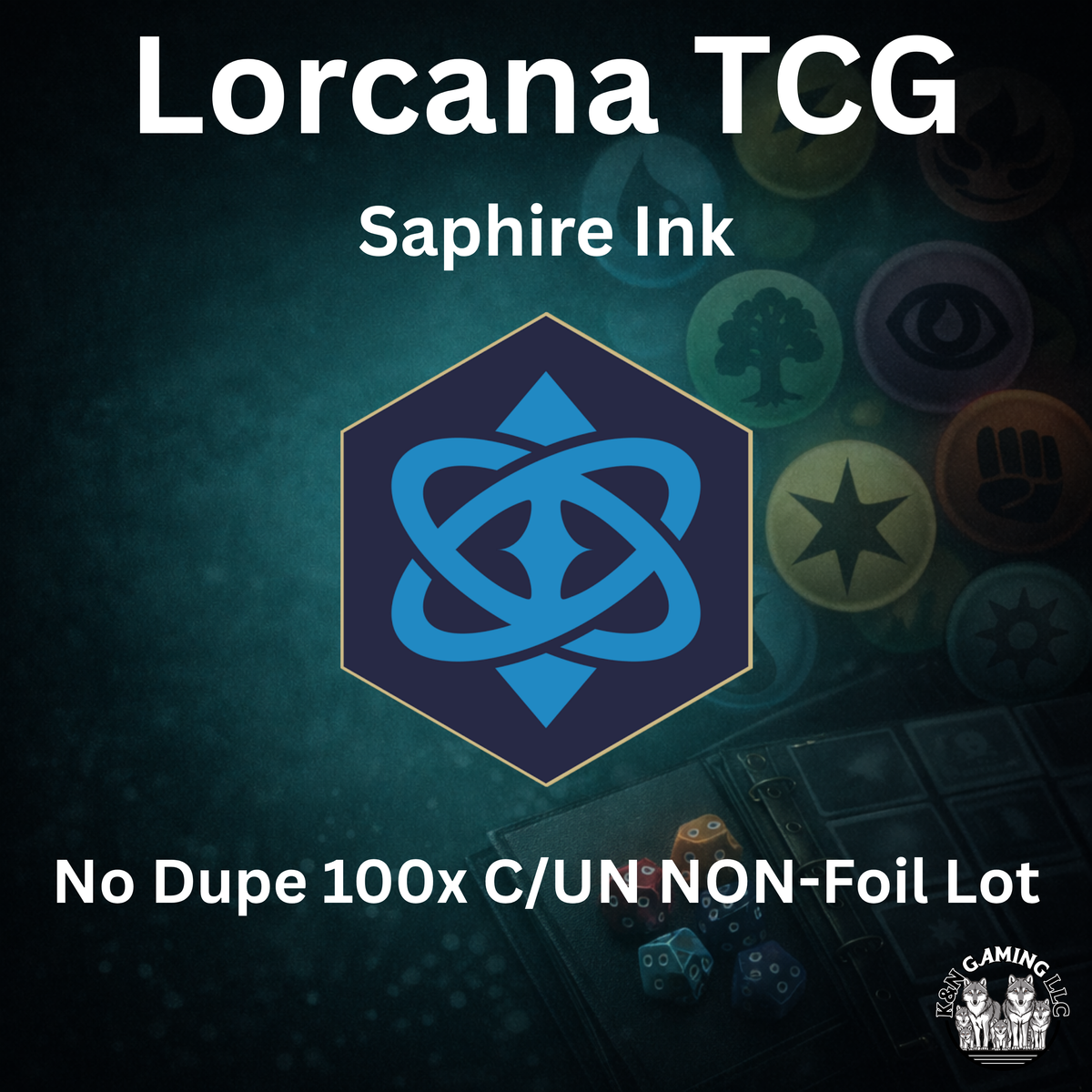 Disney Lorcana Sapphire ink card lot, 100 common and uncommon cards, no duplicates