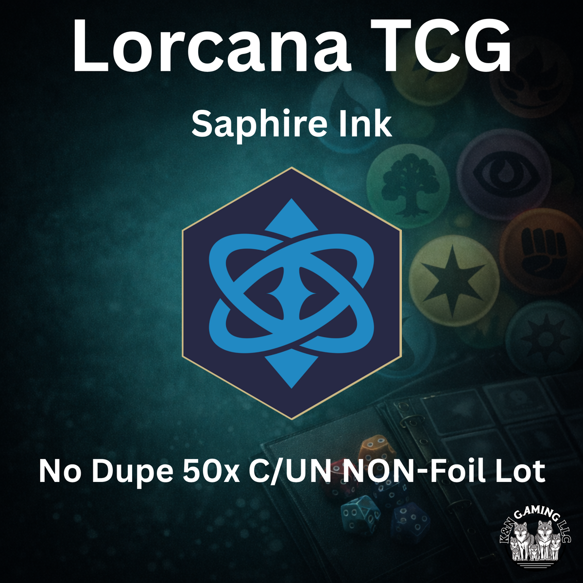 Disney Lorcana Sapphire ink card lot, 50 common and uncommon cards, no duplicates