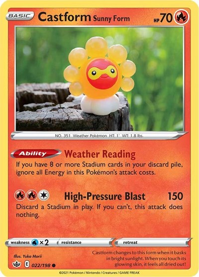Castform Sunny Form (SWSH06: Chilling Reign) Near Mint Reverse Holofoil