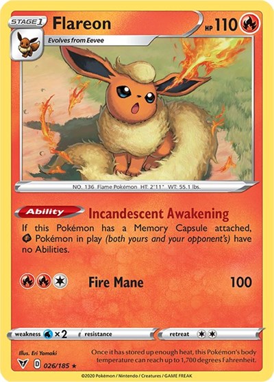 Flareon (SWSH04: Vivid Voltage) Near Mint Reverse Holofoil