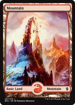 Mountain (267) (Full Art) (Battle for Zendikar) Light Play Foil