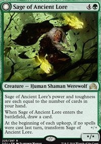 Sage of Ancient Lore (Werewolf of Ancient Hunger) (Shadows Over Innistrad) Light Play