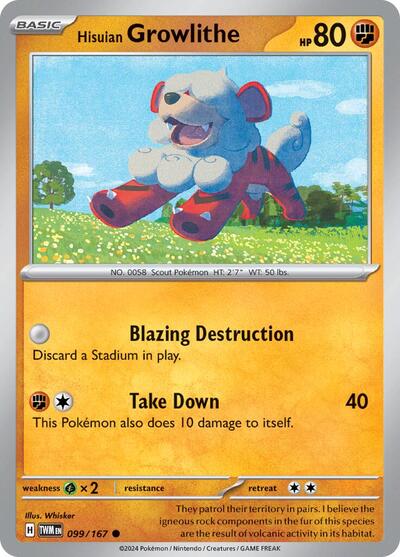 Hisuian Growlithe - 099 (SV06: Twilight Masquerade) Near Mint