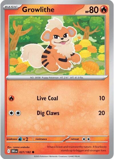 Growlithe (SV10: Destined Rivals) Near Mint Reverse Holofoil