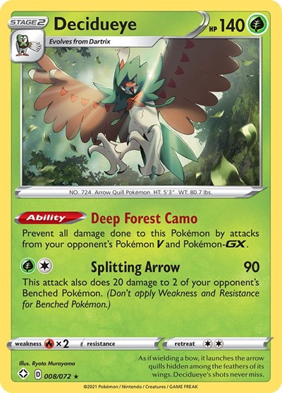 Decidueye (Shining Fates) Near Mint Reverse Holofoil