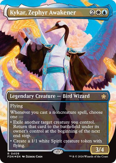 Kykar, Zephyr Awakener (Borderless) (Mana Foil) (Foundations) Near Mint Foil