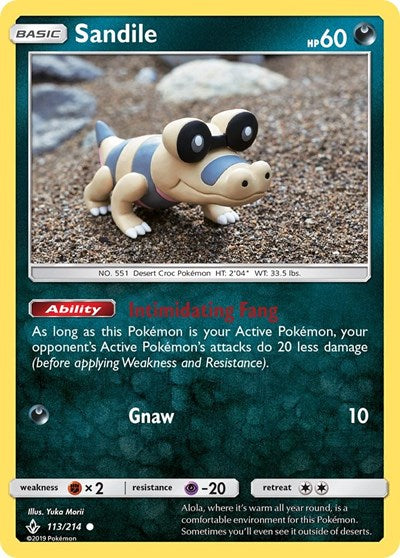 Sandile (113) (SM - Unbroken Bonds) Near Mint Reverse Holofoil