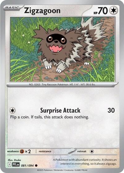 Zigzagoon (ME02: Phantasmal Flames) Near Mint Reverse Holofoil