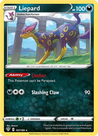 Liepard (SWSH03: Darkness Ablaze) Near Mint Reverse Holofoil