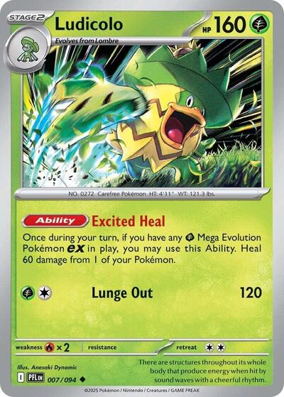Ludicolo - 007 (ME02: Phantasmal Flames) Near Mint Reverse Holofoil