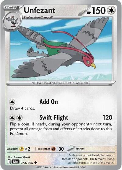 Unfezant (SV: Black Bolt) Near Mint Reverse Holofoil