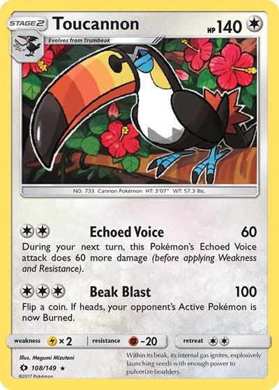 Toucannon (SM Base Set) Near Mint Reverse Holofoil