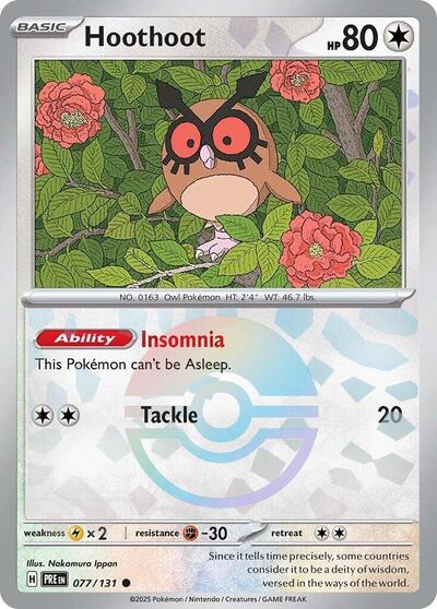 Hoothoot (Poke Ball Pattern) (SV: Prismatic Evolutions) Near Mint Holofoil