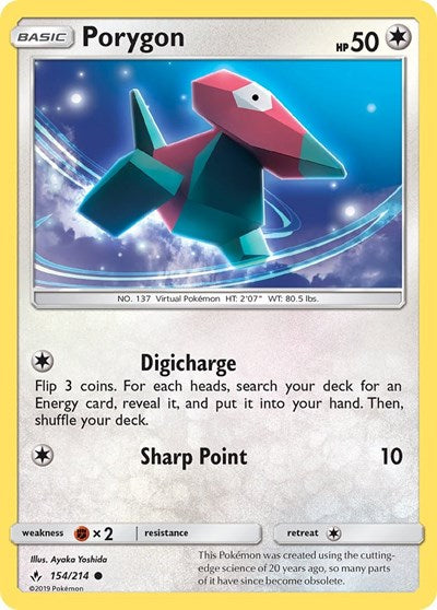 Porygon (154) (SM - Unbroken Bonds) Near Mint Reverse Holofoil